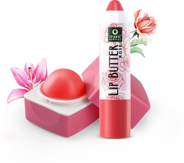 Organic Harvest Pink Lip Balm With Lily Lip Butter Combo | 100% Organic Lip Care Lily
