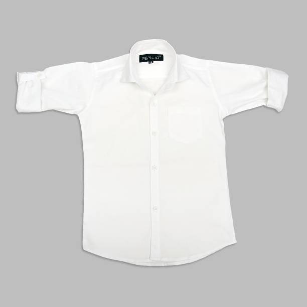 NewUpdate Boys Solid Casual White Shirt