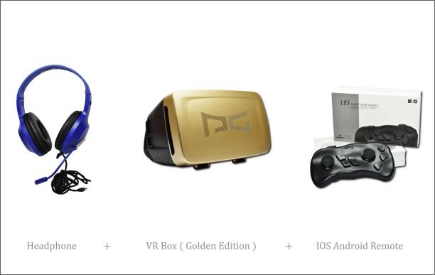 goooods Matt golden color VR BOX +HEAD-PHONE + REMOTE