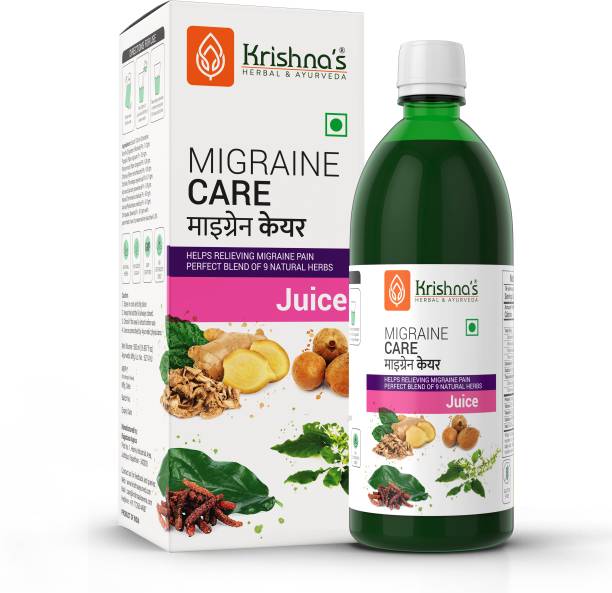 Krishna's Herbal & Ayurveda Migraine Care Juice | Naturally Relieves Migraine Pain | Helps Manage Hypertension and Depression | Strengthens Body