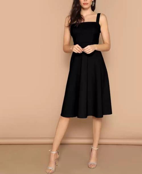 Style Mania Women Fit and Flare Black Dress
