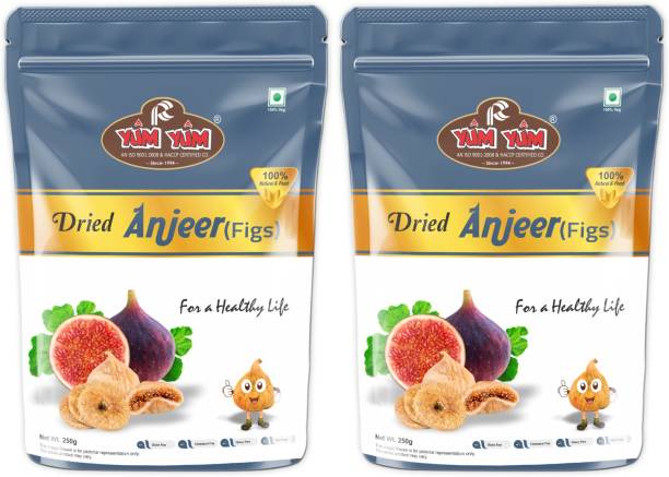 YUM YUM Premium Afghani Anjeer - 500g | Dried Figs | Pack Of 2-250g Each - Figs