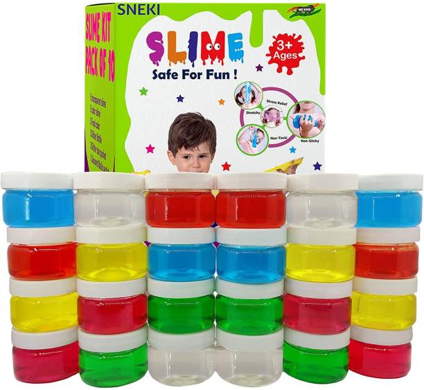 sneki (SET OF 24 SLIME KIT) Multicolor Scented DIY Magical Funny Slimy Slime Gel Jelly Putty Toy Set Kit Toy Slime Putty Gel for Girls Boys Kids Blue, Green, Red, Pink, Yellow, White Putty Toy