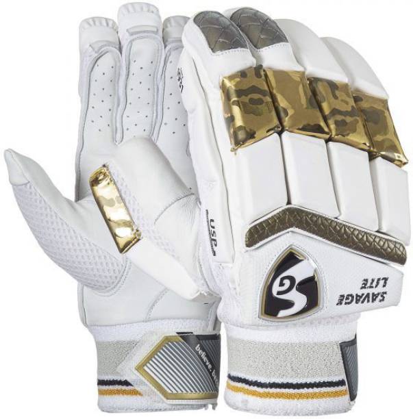 SG Savage Lite-White/Gold- Yth(13-16yrs) Batting Gloves