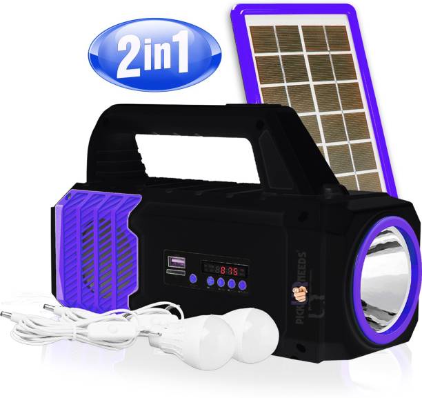 Pick Ur Needs Solar Led Lighting 100W Tube & Music System Generator Power Bank Outlet 8 hrs Torch Emergency Light