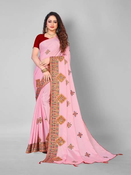 Embroidered, Woven, Solid/Plain, Printed, Embellished Bollywood Pure Silk, Art Silk Saree Price in India