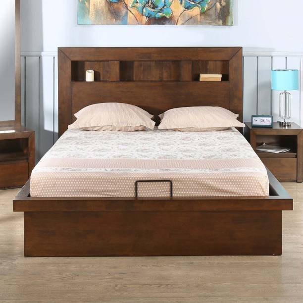@Home by nilkamal Lincoln Solid Wood Queen Hydraulic Bed