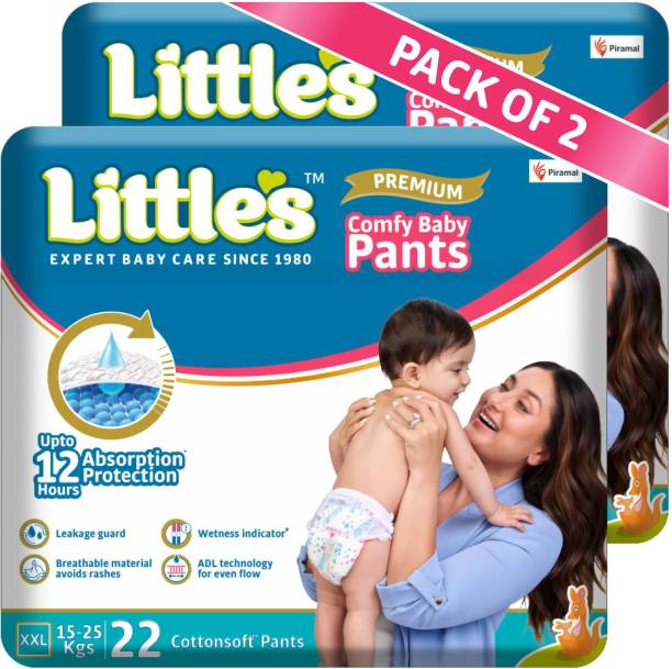 Little's Comfy Baby Pants Diapers with Wetness Indicator and 12 hours Absorption |XXL - XXL