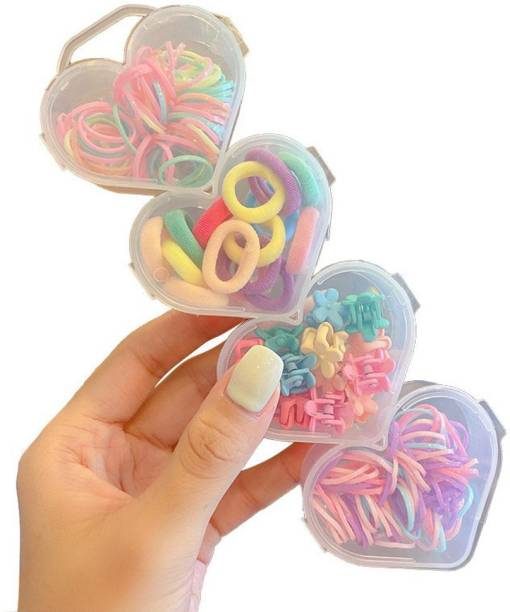 YELLOW CHIMES Girls Rubberbands Elastic Hair Ties In Beautifully Crafted Heart Shaped Rubber Band