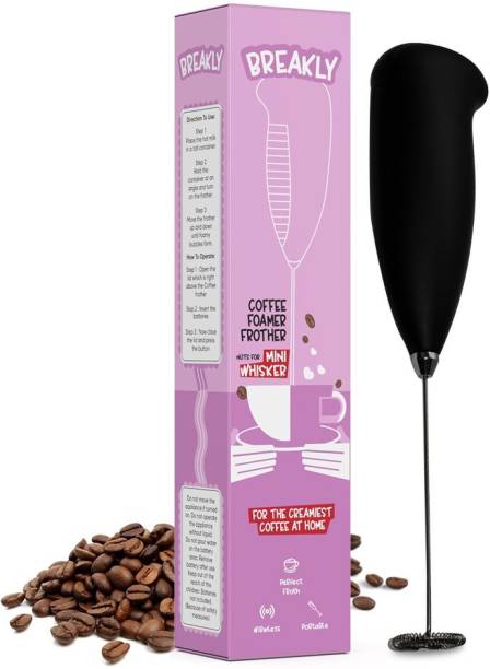 Breakly by Breakly Coffee Foamer Frother| ABS material handle| Wireless| Portable 100 W Hand Blender
