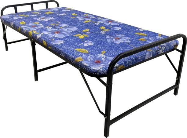 Palmen Aadhar Folding Bed With Plywood and 1 Inch Mattress Metal Single Bed