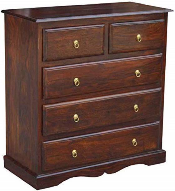 MEHAI Craft & Design 5 Chest Drawer Storage Cabinet for Home Solid Wood Free Standing Chest of Drawers