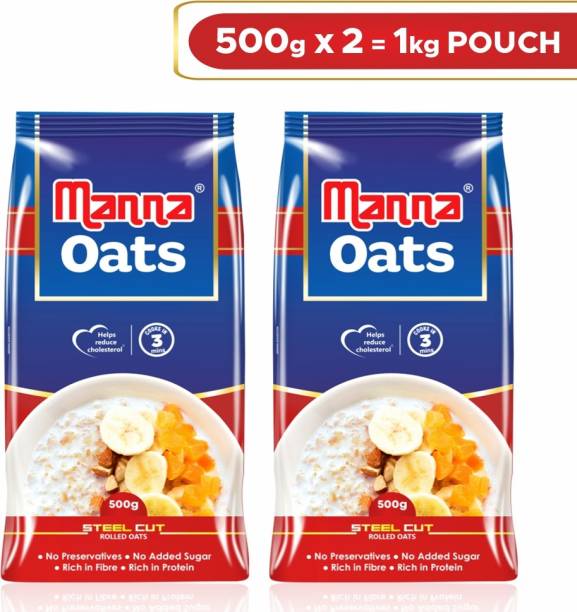 Manna Steel Cut Rolled Oats | High in Fibre & Protein | 100% Natural Pouch