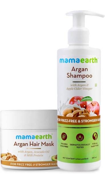 MamaEarth Argan Range Combo (Shampoo 250ml + Mask 200gm) for Frizz-Free & Stronger Hair