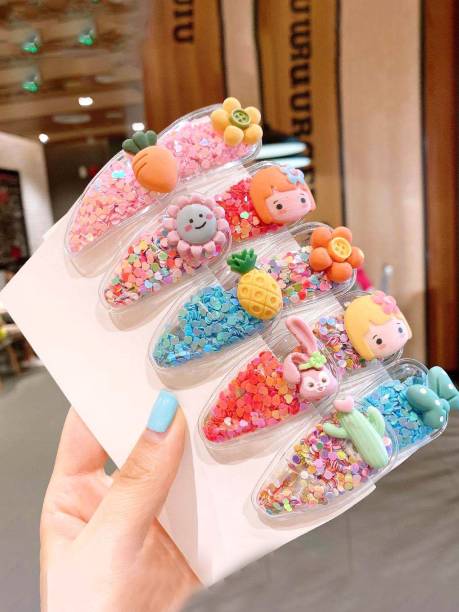 YELLOW CHIMES 5 Pcs Hair Clips Glittering Hairclips for Kids Cute Charactres Tic Tac Clip Tic Tac Clip