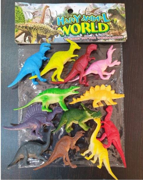 Cabin Hut Dinosaur Toy Set of 12 PCS | Dino World Toys Create Your Jungle with Dinosaur Animals Toys Set | A world of DINO Awaits you | Dino rare pack | Wild Animal Action Figure Set (Muticolor)