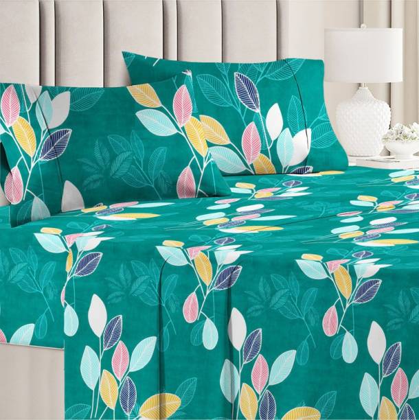 VAS COLLECTIONS 160 TC Cotton Double Floral Flat Bedsheet
