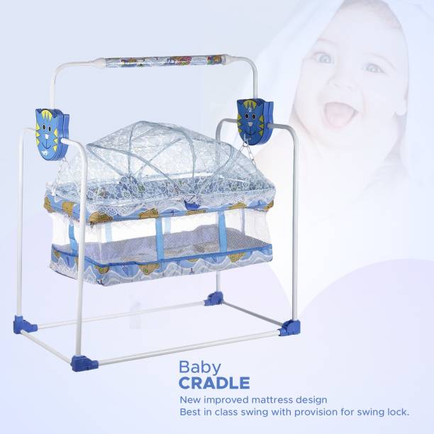 NHR New Born Baby Cradle Swing Jhula with Mosquito Net Hanging Chains 0 to 18 Months