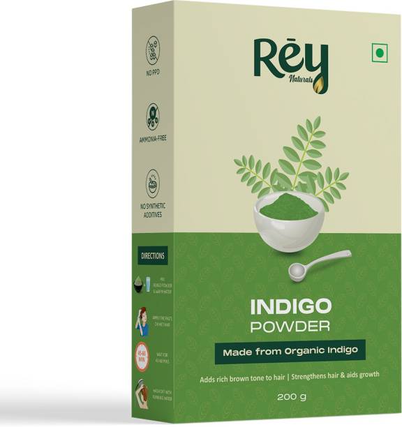 Rey Naturals Indigo Powder for Hair | Strengthens, Aids Growth & Adds Rich Brown Tone 200 g