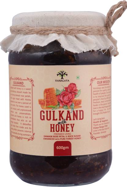 Vanalaya Natural Organic Gulkand With Honey Prepared Using Damask Rose & Forest Honey 600 g