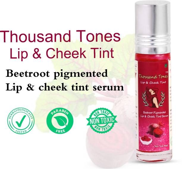 Thousand Tones Lip & Cheek Tint- Cherry, Hydrates Dry Chapped Lips, Women & Girls 8 ml Beetroot