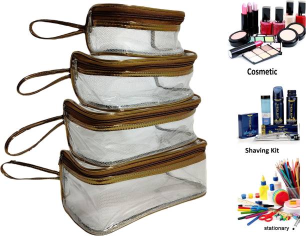 VYORA Set of 4 Multipurpose Transparent Travel Pouch Makeup Toiletry Kit Bag Pouch