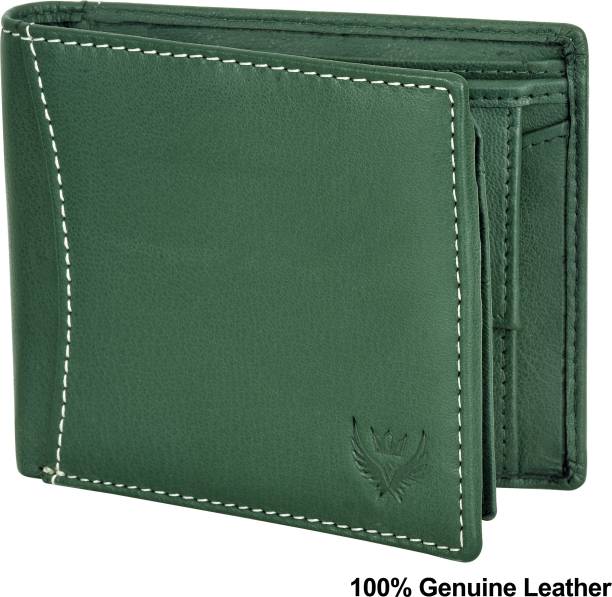 LORENZ Men Casual Green Genuine Leather Wallet