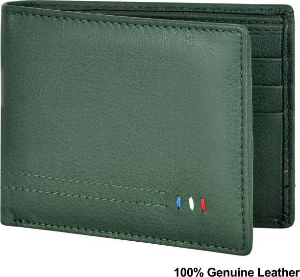 LORENZ Men Casual Green Genuine Leather Wallet