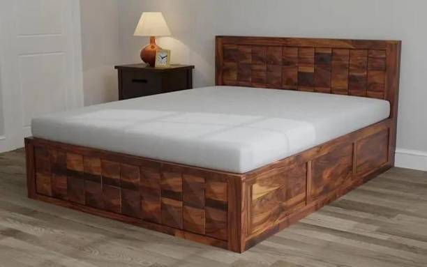 WOODSTAGE Sheesham Wood King Size Bed With Hydraulic Storage For Bedroom Solid Wood King Hydraulic Bed