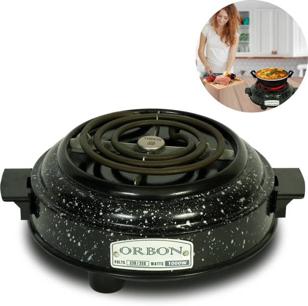 Orbon 1000 Watt Round Marble Black Electric G Coil Hot Plate Stove | Induction Cooktop Electric Cooking Heater