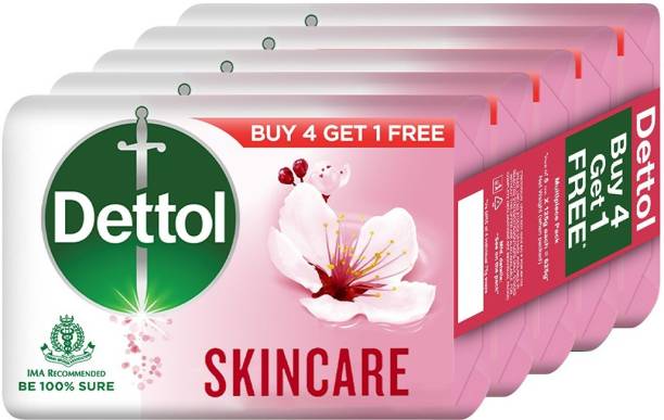 Dettol Skincare Germ Protection Bathing Soap bar, 125gm, Buy 4 Get 1