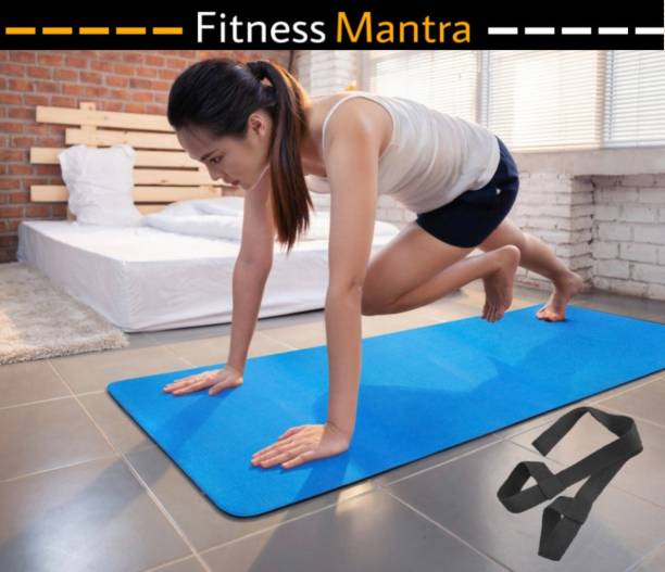 Fitness Mantra Premium 100% EVA Eco Friendly Non Slip Yoga Mat With Strap Blue 6 mm Yoga Mat