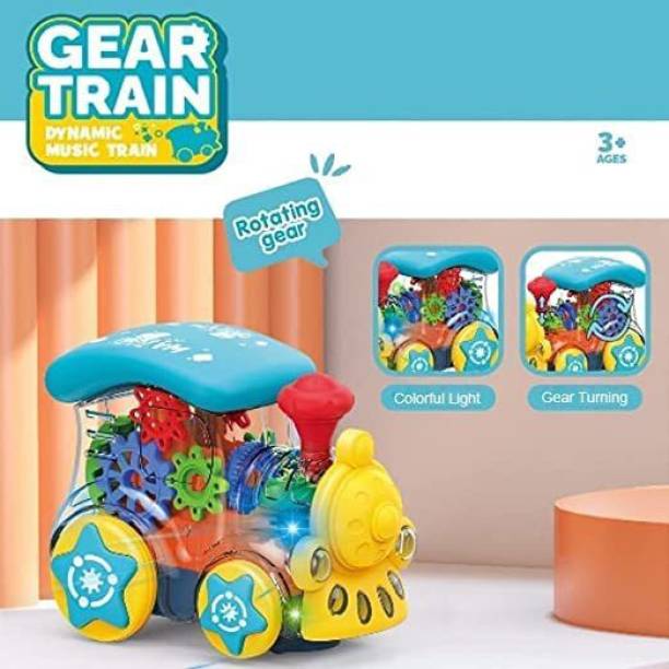 Goyal's Stylish Multicolor Universal Walking Transparent Gear Train Engine Musical Toys