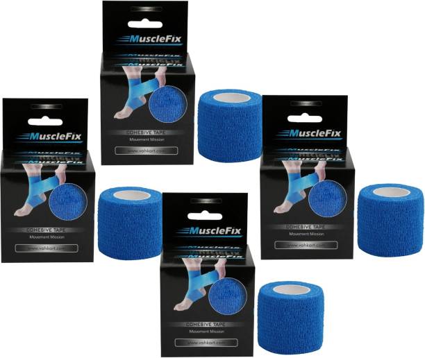 MuscleFix Cohesive Crepe Bandage, Self Adhesive Tape (5 cm X 4.5 m Pack of 4) Blue Crepe Bandage