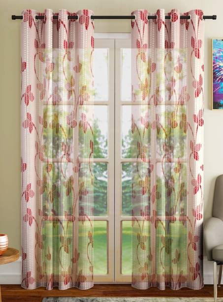 Home Sizzler 153 cm (5 ft) Polyester Transparent Window Curtain (Pack Of 2)