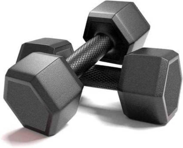 FUEGO Black DEEGO PVC Dumbbell Set, 1 Pair Dumbbells, Hex Dumbbells, Home Gym Fixed Weight Dumbbell