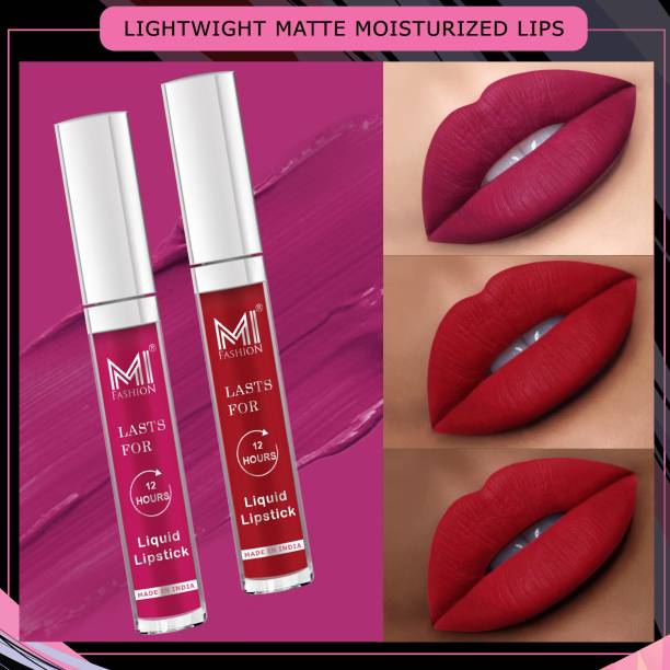 MI FASHION Professional Makeup Matte Liquid Lipstick Waterproof,Kiss Proof,Long Lasting and Made in India Set of 2 Code-023