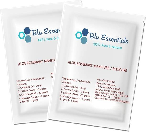 Blu Essentials Herbals Soothing And Refreshing Aloe Rosemary Pedicure Manicure Kit For Men and Women, Set of 2