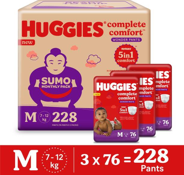 Huggies Complete Comfort Wonder Pants, with 5 in 1 Comfort Sumo Pack Pant Diapers - M