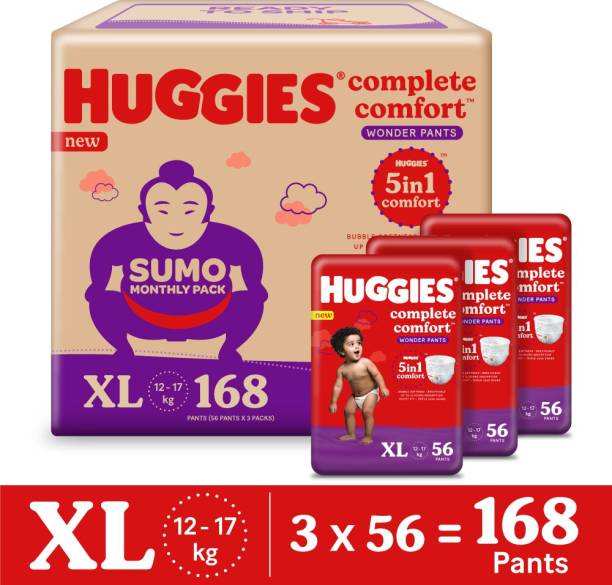 Huggies Complete Comfort Wonder Pants, with 5 in 1 Comfort Sumo Pack Pant Diapers - XL
