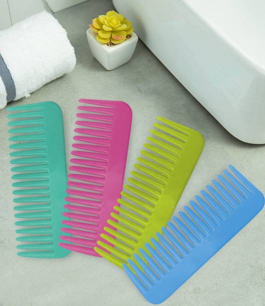 NTC Thick Wide Teeth Hair Shampoo Short Hair Comb For Women (Multicolor) (Set Of 4)