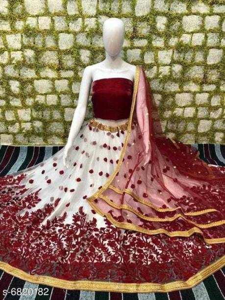 Embroidered Semi Stitched Lehenga Choli Price in India