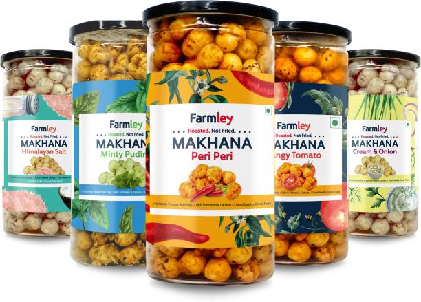 Farmley Roasted & Flavoured Makhana- Pack of 5, 90 g Each