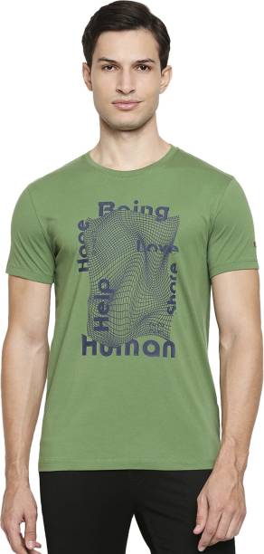 BEING HUMAN Solid Men Round Neck Green T-Shirt