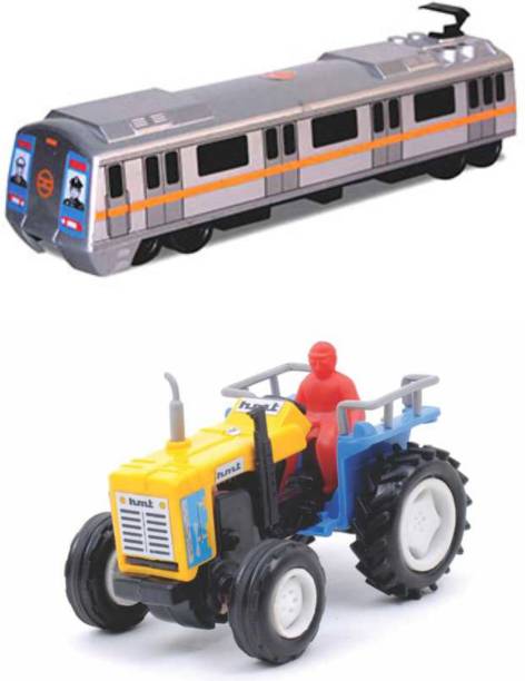 centy Tractor And Metro Train Combo Mini Pull Back Back...
