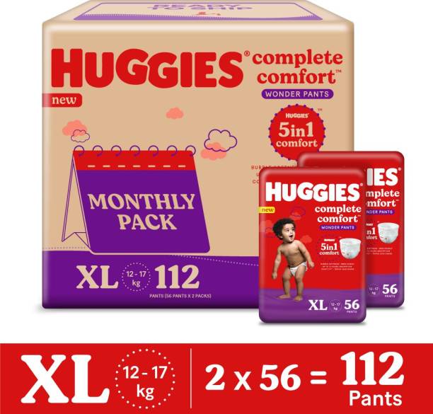 Huggies Complete Comfort Wonder Pants, with 5 in 1 Comfort Monthly Pack Pant Diapers - XL