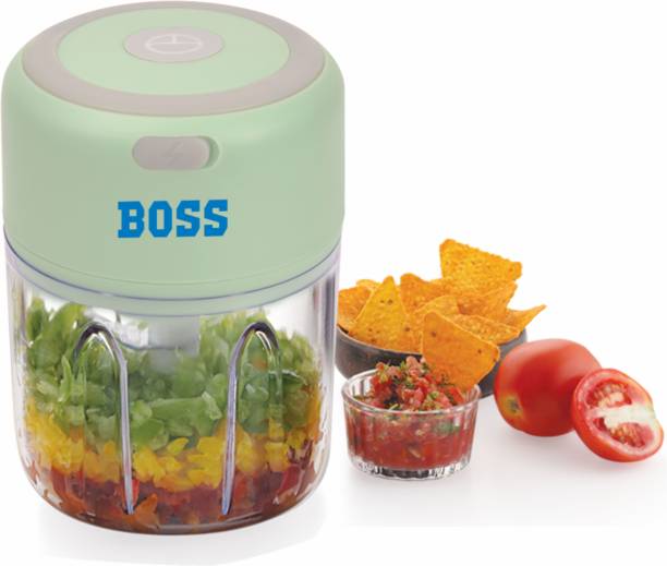 BOSS Mini Portable 30W USB Rechargeable 250ml Vegetable Chopper, One Touch Operation 50 W Chopper