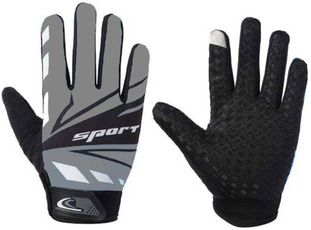 Xfinity Fitness Riding gloves with touch screen and silicon grip (GREY)) Riding Gloves