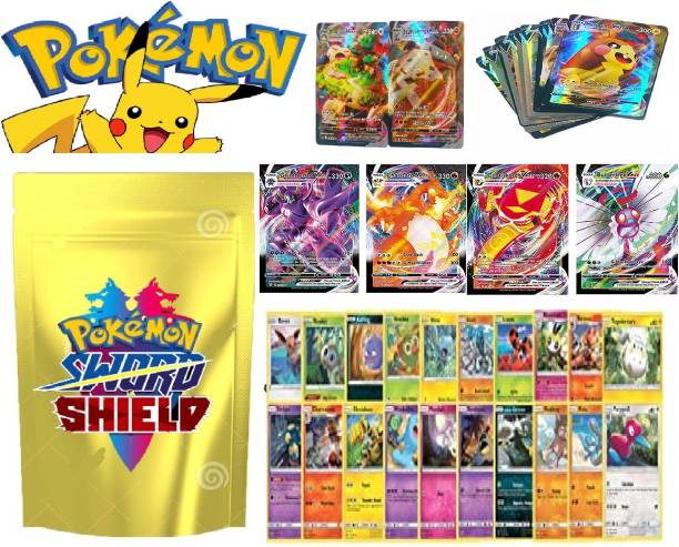 CrazyBuy Pokemon Cards Sword and Shield 50 Assorted Cards VMAX V Trainer EX GX Basic Card