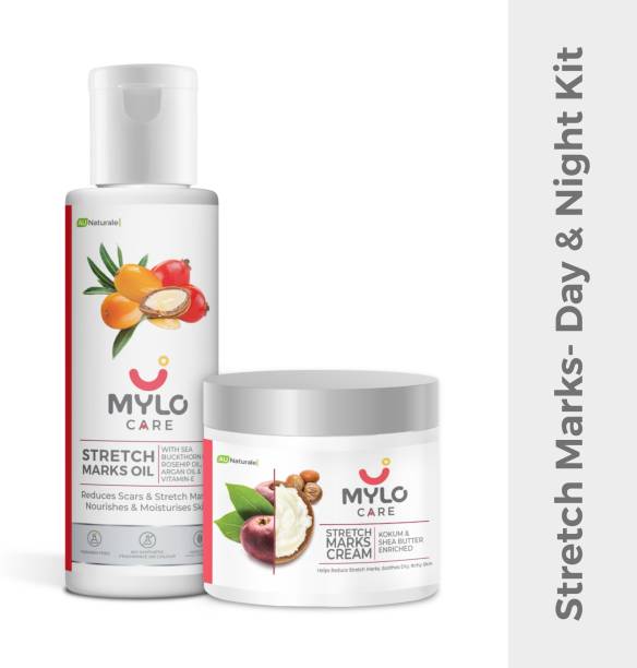 MYLO Stretch Marks Removal Day & Night Kit (Stretch Mark Oil 100ml + Stretch Mark Cream 100g)